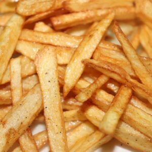 potato fries on white ceramic plate